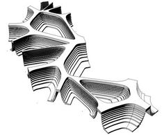 an abstract drawing of several curved lines