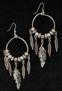 Feather Drop Western Earrings Tack Store, Wire Hoop Earrings, Wire Jewelry Making, Drop Hoop Earrings, Copper Jewelry Handmade, Western Earrings, Diy Wire Jewelry, Wire Work Jewelry, Work Jewelry