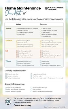 Home maintenance checklist for seasons, monthly maintenance checklist, and an annual maintenance checklist Summer Home Maintenance Checklist, Annual House Maintenance Checklist, Seasonal House Maintenance, Monthly House Maintenance Checklist, Seasonal Home Maintenance Checklist, Annual Home Maintenance Checklist, Spring Home Maintenance Checklist, Yearly House Maintenance Checklist, Adulting Checklist