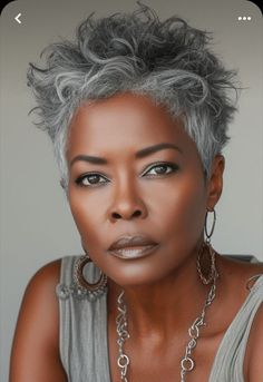 Gray Hair Short, Black Girls Hair, Wavy Pixie, Short Silver Hair, Gorgeous Gray Hair, Short Hair Images