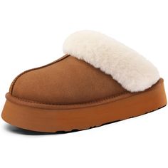 PRICES MAY VARY. WARM & COMFY: All-around fuzzy faux fur lining and breathable microsuede upper keep away from coldness and prevent sweat or odors. An extended plush wool-like fur collar wraps your feet in warmth, making these slippers luxurious and stylish. OUTDOOR & INDOOR: Latest Gen EVA foaming technology creates better flexibility, lightweight and anti-slip platform outsole, without any damage to the wood floor or noise to people, preventing indoor and outdoor slipping. COZY FOOTBED: Premiu Platform House, Platform Slippers, House Slippers, Outdoor Indoor, Fur Collar, Fur Collars, Faux Fur, Slippers, Technology