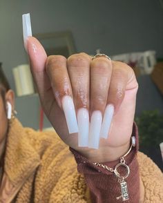 Long Nails Autumn, Long Basic Nails, Birthday Nail, Green Acrylic Nails, Acrylic Toe Nails, Long Acrylic Nail Designs, White Acrylic Nails, Colored Acrylic Nails, Basic Nails