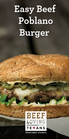 an easy beef poblano burger with cheese and lettuce