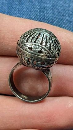 Really cool vintage piece. Mayan vibes Antique Collectible Dome Ring, Vintage Silver Ring With Antique Finish, Antique Silver Engraved Vintage Rings, Handmade Antique Silver Vintage Rings, Vintage Engraved Antique Silver Rings, Handmade Vintage Antique Silver Rings, Vintage Rings With Antique Finish For Anniversary, Vintage Antique Silver Rings Stamped 925, Vintage Collectible Round Rings