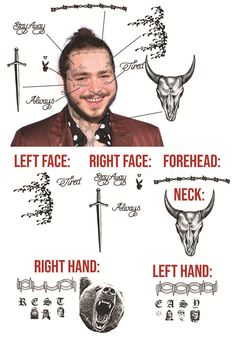 POST MALONE Celebs Tattoos, Infected Tattoo, Post Malone Lyrics, Post Malone Wallpaper, Tattoos And Body Art, Lip Tattoos, Face Tattoos, Family Tattoos, Lion Tattoo