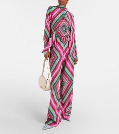 Find VALENTINO Printed Silk Palazzo Pants on Editorialist. Material: 100% silk. Care instructions: do not wash. Made in Italy. Designer color name: Multicolour. Elegant Multicolor Pants For Work, Elegant Multicolor Pants For Workwear, Elegant Multicolor Silk Bottoms, Silk Palazzo Pants, Womens Palazzo Pants, Black Palazzo Pants, Valentino Clothing, Printed Palazzo Pants, Pink Bottom