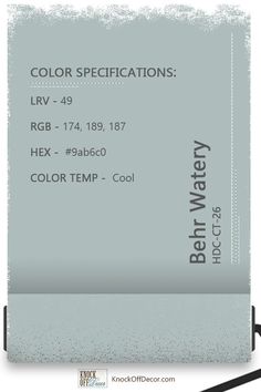 a gray business card with the words color specfications