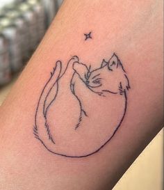 a small tattoo on the leg of a cat