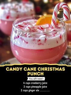 Candy Cane Punch Recipe, Candy Cane Punch, Candy Cane Christmas Punch, Christmas Rum Punch, Christmas Mocktails Non Alcoholic, Yoli Recipes, Family Drinks