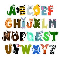 the letters are made up of different animals