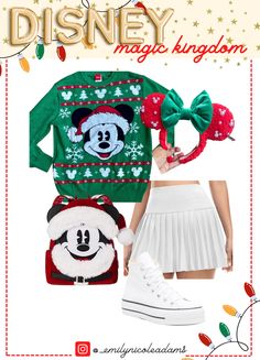 an advertisement for disney's christmas sweater and skirt