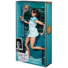 Barbie Billie Jean King Inspiring Women Series Doll Barbie Inspiring Women, Womens Equality, Female Role Models, Tennis Outfit, Billie Jean, Billie Jean King, Inspiring Women, Doll Stands, Mattel Barbie