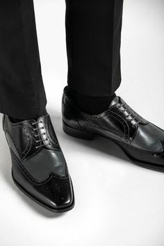 Oxford Wing Tip Two Tone Full Brogue Toe Black Gray Real Leather Formal Shoes on Storenvy Black Pointed Toe Formal Lace-up Shoes, Black Lace-up Leather Office Shoes, Black Leather Sole Lace-up Shoes For Business Casual, Black Pointed Toe Lace-up Business Shoes, Black Pointed Toe Lace-up Shoes For Business, Black Pointed Toe Dress Shoes With Rubber Sole, Black Round Toe Oxford Shoes, Black Oxfords With Leather Sole And Round Toe, Black Lace-up Leather Shoes For Business