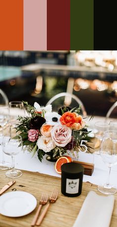 an image of a table setting with flowers on it