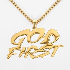 If you’re ready to showcase your commitment to both faith and style, the God First Pendant with Chain Necklace is your perfect choice. Made from high-quality polished gold plated stainless steel, this pendant is designed specifically for athletes and active individuals. Its durable construction ensures it won't rust or tarnish, even when exposed to sweat or water. Whether you're hitting the field or stepping out on the town, this necklace effortlessly complements your style with finesse. Availab Lion Pendant, Kids Necklace, Pendant With Chain, God First, Stainless Steel Pendant, Necklace Sizes, Gold Plated Jewelry, Jewelry Plate, Chains Necklace