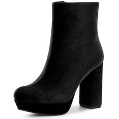 Allegra K Women's Round Toe Zip-Up Faux Velvet Block Heels Ankle Boots Black 10 Black Boots Small Heel, Winter Platform Ankle Boots With Stacked Heel, Winter Platform Boots With Stacked Heel, Winter Platform Boots With Reinforced Block Heel, Winter Platform Heeled Boots Medium Width, Fall Platform Boots With Padded Ankle And Block Heel, Winter High Ankle Platform Boots With Stacked Heel, Fall Chunky Platform Heeled Boots With Block Heel, Chunky Block Heel Platform Boots For Winter