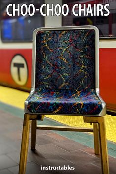 a close up of a chair with the words choo - choo chairs on it