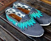 Native American Dream Catcher TOMS shoes by BStreetShoes on Etsy, very detailed You want me to make them?, Challenge accepted  Hand Painted Toms, Native American Fashion, Custom Hand Painted, Shoe Art, Grey Shoes, Wedge Sneakers, Diy Shoes, Painted Shoes