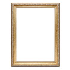 an empty gold frame with white background