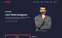 a web page with a man holding his hand to his face and looking at the camera