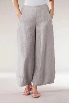 Zipper Linen Side Pockets Casual Pants – immorgo Casual Linen Pants, Linen Fashion, Traje Casual, Casual Wide Leg Pants, Linen Casual, Linen Pants Women, Pants Women, Pocket Pants