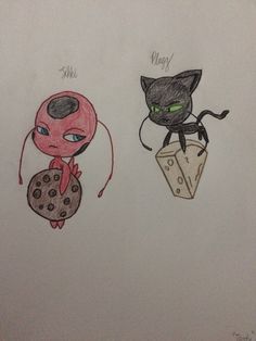 two drawings of cats, one with an alien and the other with a cheeseburger