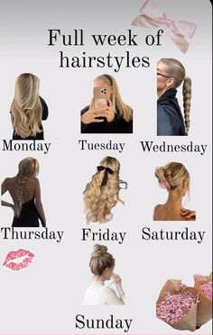 Week Of Hairstyles, Preppy Hairstyles, Hairstyle Examples, Cute Hairstyles For School, Hair Inspiration Long, Cute Simple Hairstyles, Types Of Hair, Hair Tips Video, Peinados Fáciles Para Cabello Corto