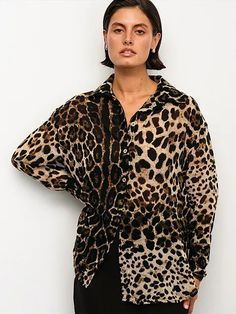 Women's Chic Leopard Print BlouseMeasurement In CMsizeSMLXL2XLbust[cm]106110114  shoulder[cm]495051  waist[cm]     length[cm]51.55252.5  sleeve length[cm]     Note: 1 inch=2.54 cm Size mearsured by ourselves ,so sometimes it has 1-3cm mistakes. Please check the size carefully before you buy ;if you are not sure about size,please contact us first .Thanks! Chic Blouses For Women, Long Sleeve Blouse For Daywear In Fall, Long Sleeve Blouse For Fall Daywear, Oversized Collar Blouse For Fall, Oversized Leopard Print Top, Winter Daywear Long Sleeve Blouse, Oversized Leopard Print Tops With Long Sleeves, Leopard Print Long Sleeve Top For Work, Smart Casual Work Outfit