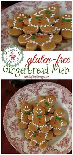 gingerbread men cookies on a plate with the words golden - free gingerbread men