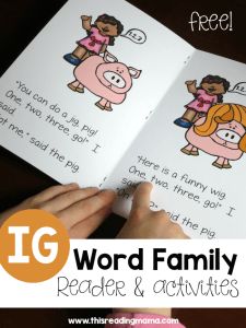 a hand holding an open book with the words word family reading and activities on it