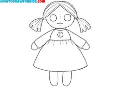 a drawing of a girl in a dress