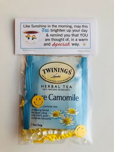 twinings tea with chamomile on the front and in the back packaging