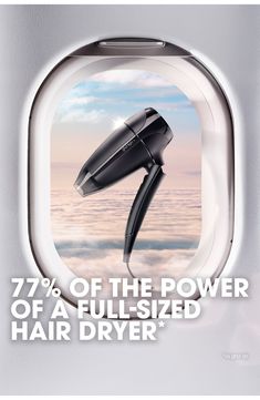 What it is: A lightweight hair dryer that's powerful, premium and portable. What it does: Weighing less than one pound, this hair dryer is designed to be the perfect travel companion. It features a compact powerful motor, with 77% of the power of a full-size hair dryer* for faster drying results, every time. At 47% lighter, 25% smaller* and with a foldable handle, this hair dryer is ideal for saving room when you travel. Its advanced ionic technology helps you achieve sleek and smooth, shiny blo Best Hair Dryers Top 10, Ghd Hairdryer, Ghd Blow Dryer, Travel Size Hair Dryer, Diffuser Hair Dryer, Travel Hair Dryer, One Pound, Save Room, Frizz Free