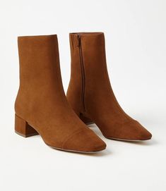 Fall Boots With Heel Tab And Square Toe, Fall Square Toe Boots With Heel Tab, Fall Heeled Boots With Heel Tab And Medium Width, Trendy Fall Booties With Low Heel, Trendy Low Heel Booties For Fall, Classic Medium Width Heeled Boots For Fall, Trendy Fall Boots With Suede Lining, Spring Workwear Low Heel Booties, Low Heel Workwear Boots For Fall