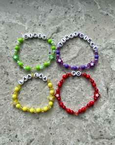 Abbreviations For Bracelets, Words On Bracelets Ideas, Friend Group Bracelet Ideas, Word Ideas For Bracelets, Funny Matching Bracelets, Matching Bracelets For 4 Friends, Sayings To Put On Bracelets, Total Drama Bracelets, Funny Kandi Bracelets Sayings