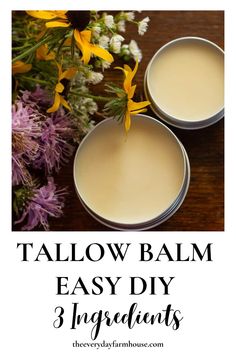 Tallow Balm | Simple Recipe - The Everyday Farmhouse Homemade Salve, Herbal Remedies Recipes, Salve Recipes, Herbal Salves, Herbs And Flowers, Herbal Recipes, Natural Healing Remedies, Diy Remedies, Homemade Remedies