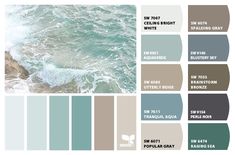 the color scheme for sea foam is shown in shades of gray, blue and green