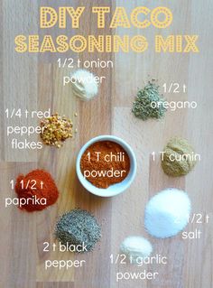 the ingredients to make diy taco seasoning mix