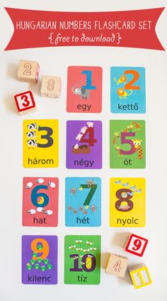 the russian numbers flashcard set is shown with wooden blocks and magnets on it