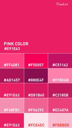 the color scheme for pink is shown in this graphic style, which includes different colors and font