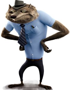 a man in a blue shirt and tie with a racoon on his back