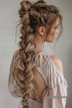 How to Fishtail Braid: A Step-by-Step Guide - Puqqu Fishtale Wedding Hair, Dramatic Hairstyles Long Hair, Long Hair Viking Style, Hair Styles For Extra Long Hair, Acotar Hairstyles, Fancy Braids For Long Hair, Long Fishtail Braid, Complicated Hairstyles, Fishtail Braid Step By Step