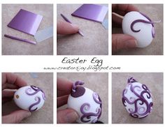 instructions to make an easter egg with fondant and paper machs on the outside