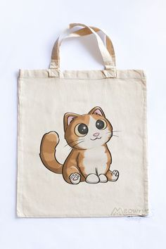 Cute Cat Tote Bag, Gift For Cat Lovers, Gift For Catlady, Cute Shopping Bag, Cat Shopper Bag, Cute Tote Bag, Cat Illustration, Cute Cat Drawing, Canvas Tote Bag Painted Canvas Bags, Tote Bag Business, Handpainted Tote Bags, Tot Bag, Canvas Bag Design, Cat Tote Bag, Bag Illustration, Handpainted Bags, Design Tote Bag