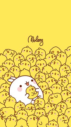 an image of a bunch of little yellow chicks with the words molong on them