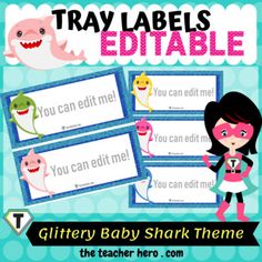 a baby shark theme with text that says,'you can edit me and the teacher hero