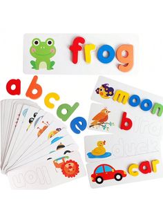 children's magnetic letters and magnets for learning to read the letter e, frog