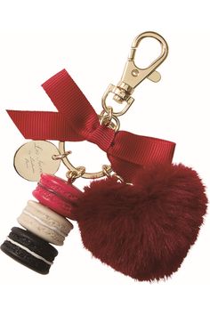 Ladurée Paris de Fete Bag Charm / Key Ring - New Limited Edition Lovely Macaron Bag Charm available in limited edition. Stunning bag charm/key ring decorated with pompom and ribbon in a beautiful gift box. Laduree Paris, Ring Keychain, Keychain Bag, Handbag Charms, Red Bow, Beautiful Gift Boxes, Handbag Accessories, Key Rings, Key Ring