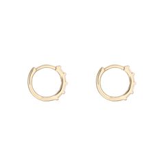 A close hugging hoop, paved with slim, shining baguette diamonds. The one we ALL want. Sold as singles or pairs. Small Hoop Huggie Earrings With Baguette Diamonds, Baguette Diamond, Sale Items, Stud Earrings, Gold