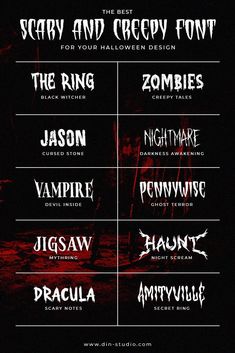 the scary and creepy font styles for your halloween costume design is shown in this image